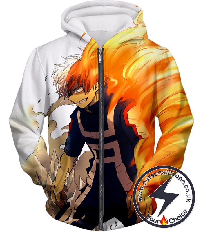 My Hero Academia Amazing Hero Shoto Todoroki Half Hot Half Cold Cool Action Zip Up Hoodie